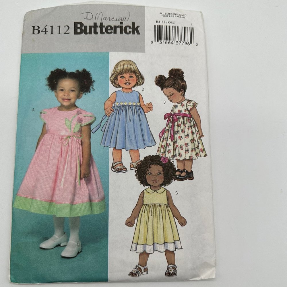 Uncut Butterick B4112 Little Girl Dress Pattern 1*2*3*4